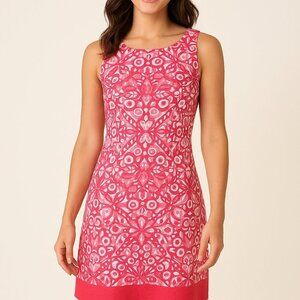 Just Taylor Pink Geometric Cotton Sheath Dress Size 2 Sleeveless Summer Mini